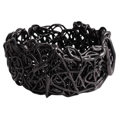 Pre-owned Gaetano Pesce Meritalia Senzafine Round Basket Large Vase - Storage Basket By  In Black