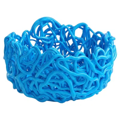 Pre-owned Gaetano Pesce Meritalia Senzafine Round Basket Large Vase - Storage Basket By  In Blue