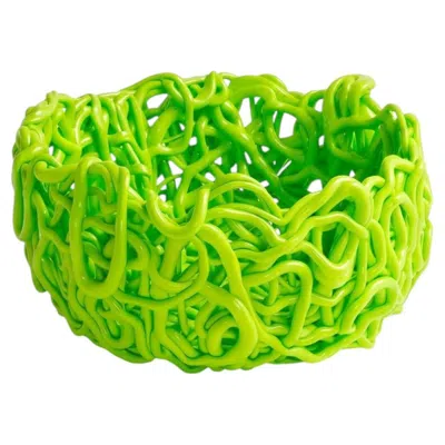 Pre-owned Gaetano Pesce Meritalia Senzafine Round Basket Large Vase - Storage Basket By  In Green