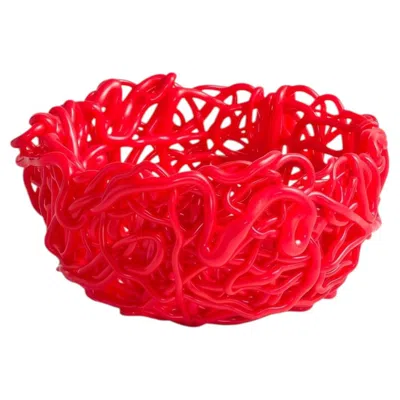 Pre-owned Gaetano Pesce Meritalia Senzafine Round Basket Large Vase - Storage Basket By  In Red