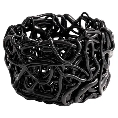 Pre-owned Gaetano Pesce Meritalia Senzafine Round Basket Medium Vase - Storage Basket By  In Black