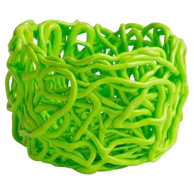 Pre-owned Gaetano Pesce Meritalia Senzafine Round Basket Medium Vase - Storage Basket By  In Green