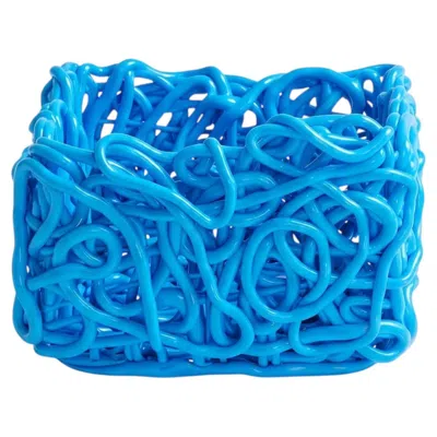 Pre-owned Gaetano Pesce Meritalia Senzafine Square Basket Large Vase - Storage Basket By  In Blue