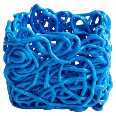Pre-owned Gaetano Pesce Meritalia Senzafine Square Basket Medium Vase - Storage Basket By  In Blue