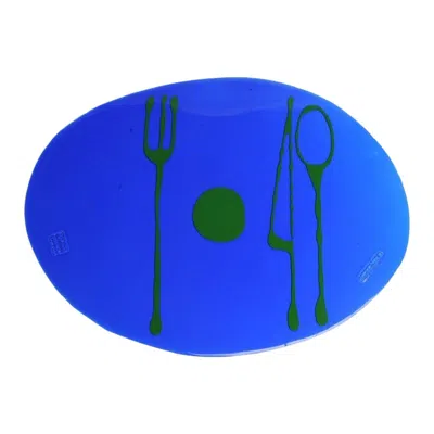 Pre-owned Gaetano Pesce Set Of 4 Table Mates Placemats Resin Blue Grass Green