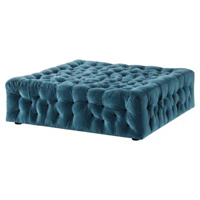 Pre-owned Gaetano Pesce Square Capitonn� Ottoman La Michetta Pouf By  For Meritalia Velvet In Blue