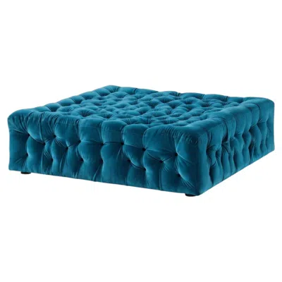 Pre-owned Gaetano Pesce Square Capitonn� Ottoman La Michetta Pouf By  For Meritalia Velvet In Blue