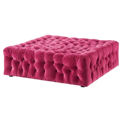 Pre-owned Gaetano Pesce Square Capitonn� Ottoman La Michetta Pouf By  For Meritalia Velvet In Pink