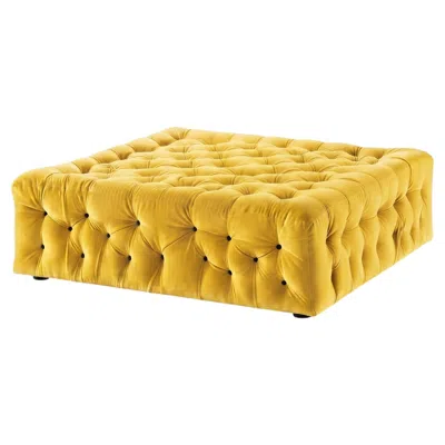 Pre-owned Gaetano Pesce Square Capitonn� Ottoman La Michetta Pouf By  For Meritalia Velvet In Yellow