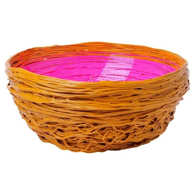 Pre-owned Gaetano Pesce Tutti Frutti I Special Xl Resin Basket Ochre Fuchsia In Gray