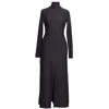 Gaffer&fluf Women's Black Midi Dress With Front Sllit In Black
