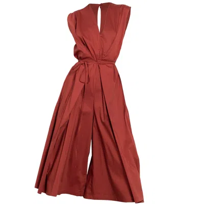 Gaffer&fluf Women's Brown Cross-front Sleeveless Jumpsuit - Brick