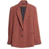 Gaffer&fluf Women's Brown Oversize Single Breasted Jersey Jacquard Jacket - Herringbone Brick In Brown