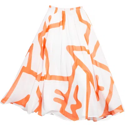 Gaffer&fluf Women's Flared Midi Skirt-flame Red