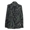 Gaffer&fluf Women's Green Jersey Jacquard Single Breasted Jacket - Abstract Khaki In Green