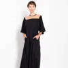 Gaffer&fluf Women's Invisible Mesh Maxi Dress With Wide Sleeves-black