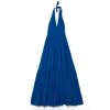 Gaffer&fluf Women's Maxi Halter Ruffled Dress - Blue In Blue