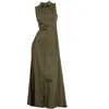 Gaffer&fluf Women's Notched Collar Sleeveless Maxi Dress-black In Black