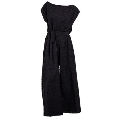 Gaffer&fluf Women's Oversized Jacquard Jumpsuit-black