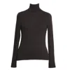 Gaffer&fluf Women's Turtle Neck Bamboo Jersey Top - Black In Black