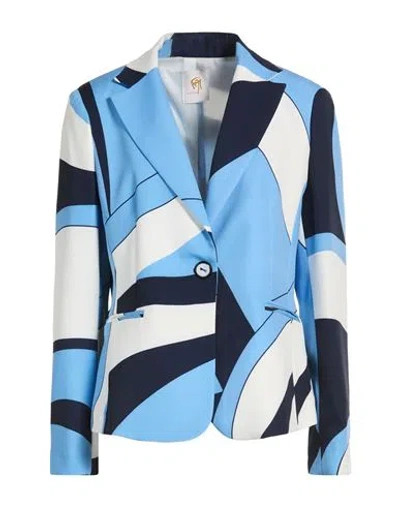 Gai Mattiolo Gm Woman Blazer Azure Size 12 Polyester, Elastane In Blue
