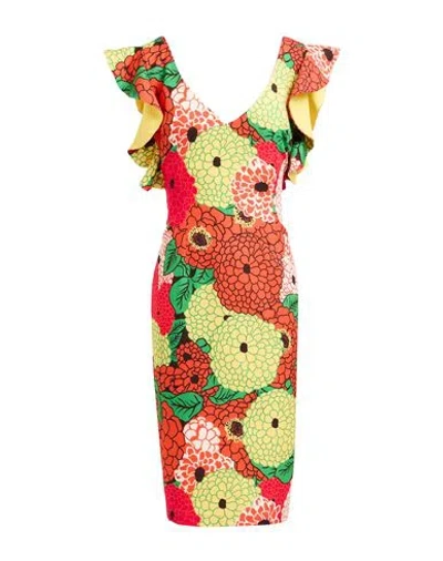 Gai Mattiolo Gm Woman Midi Dress Tomato Red Size 12 Polyester, Elastane