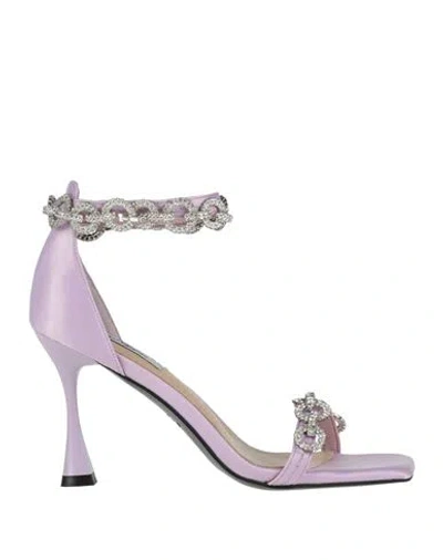 Gai Mattiolo Love To Love Woman Sandals Lilac Size 8 Textile Fibers In Purple