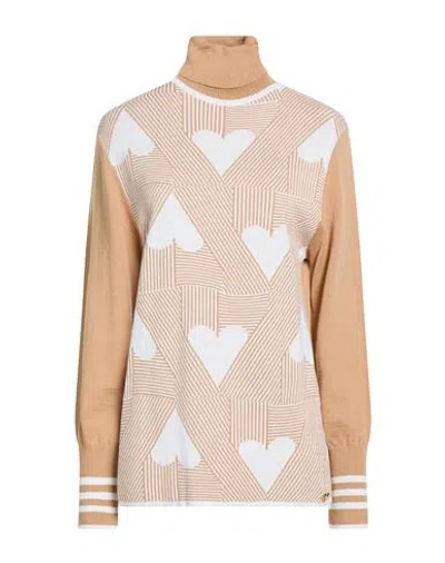 Gai Mattiolo Love To Love Woman Turtleneck Sand Size L Merino Wool, Acrylic In Neutral