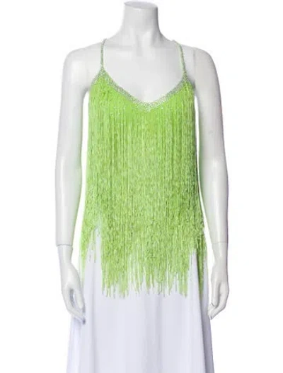 Pre-owned Gai Mattiolo Printed V-neck Top In Green