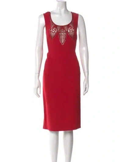 Pre-owned Gai Mattiolo Scoop Neck Midi Length Dress In Red