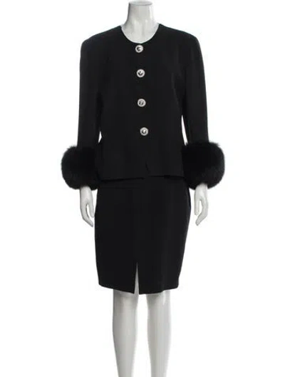 Pre-owned Gai Mattiolo Vintage Late 1980's - Early 1990's Skirt Suit In Black