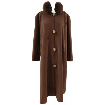 Pre-owned Gai Mattiolo Vintage Women's Brown Wool Coat, Size L, 1990s