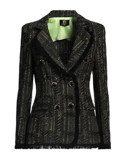 Gai Mattiolo Woman Blazer Black Size 6 Polyester, Cotton, Acrylic, Virgin Wool, Metal