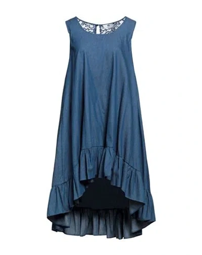Gai Mattiolo Woman Mini Dress Blue Size 12 Polyester, Elastane, Cotton