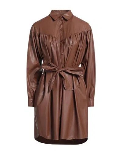 Gai Mattiolo Woman Mini Dress Brown Size 4 Polyurethane, Polyester