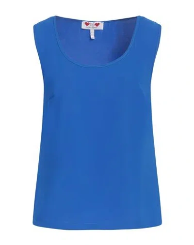 Gai Mattiolo Woman Top Bright Blue Size 10 Polyester