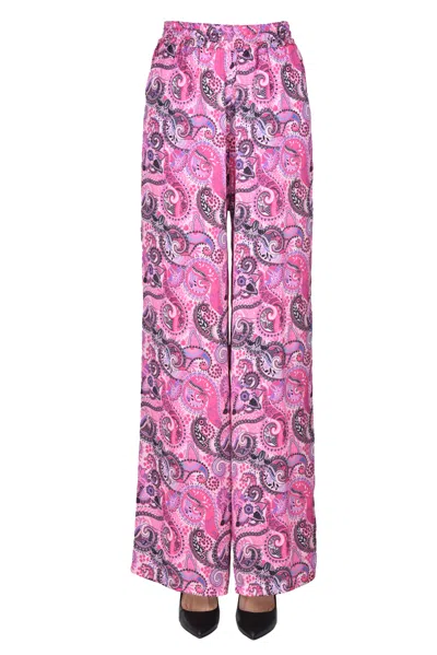 Gaia Boldetti Printed Satin Trousers In Pink