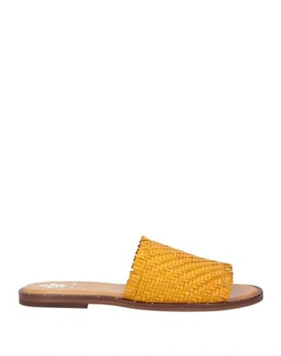 Gaia Shoes Woman Sandals Marigold Size 5 Leather In Yellow