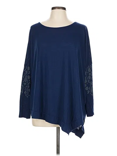 Pre-owned Gaiam 3/4 Sleeve Top Blue Boatneck Tops