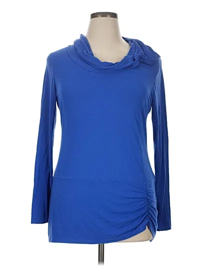 Pre-owned Gaiam 3/4 Sleeve T-shirt In Blue