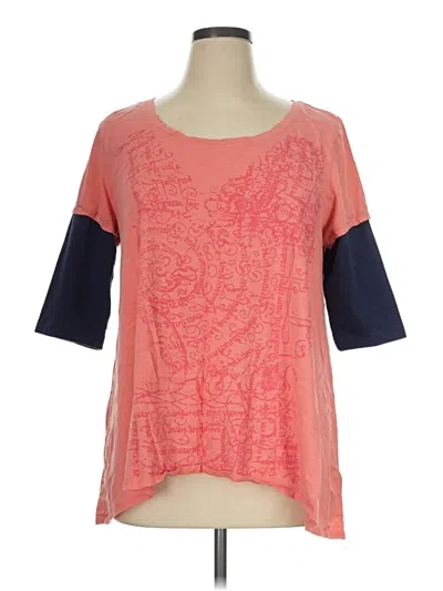 Pre-owned Gaiam 3/4 Sleeve T-shirt In Pink