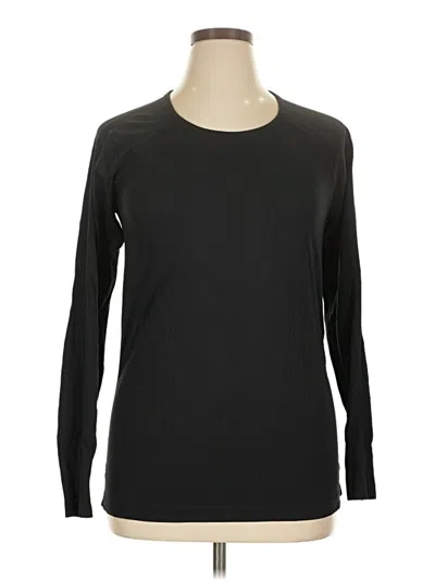 Pre-owned Gaiam Long Sleeve Top Black Crew Neck Tops