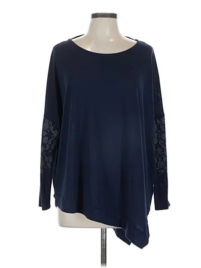 Pre-owned Gaiam Long Sleeve Top Blue Boatneck Tops