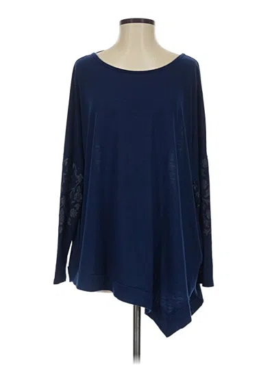 Pre-owned Gaiam Long Sleeve Top Blue Boatneck Tops