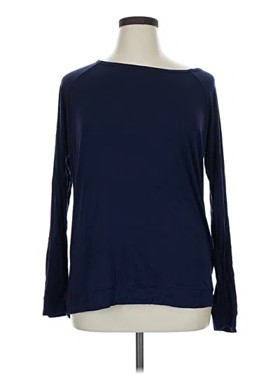 Pre-owned Gaiam Long Sleeve Top Blue Boatneck Tops