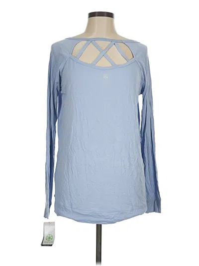 Pre-owned Gaiam Long Sleeve Top Blue Keyhole Neckline Tops