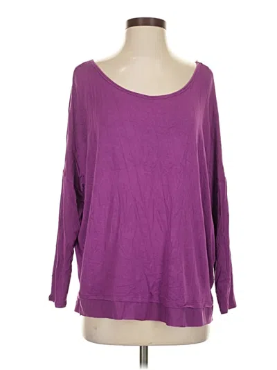 Pre-owned Gaiam Long Sleeve Top Purple Scoop Neck Tops