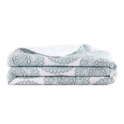Gaiam Microfiber Soft Brushed Quilt In Mandala Blues
