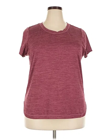 Pre-owned Gaiam Short Sleeve Top Burgundy Crew Neck Tops