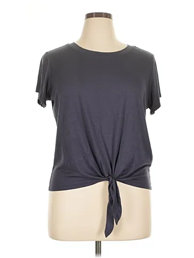 Pre-owned Gaiam Short Sleeve Top Gray Keyhole Neckline Tops